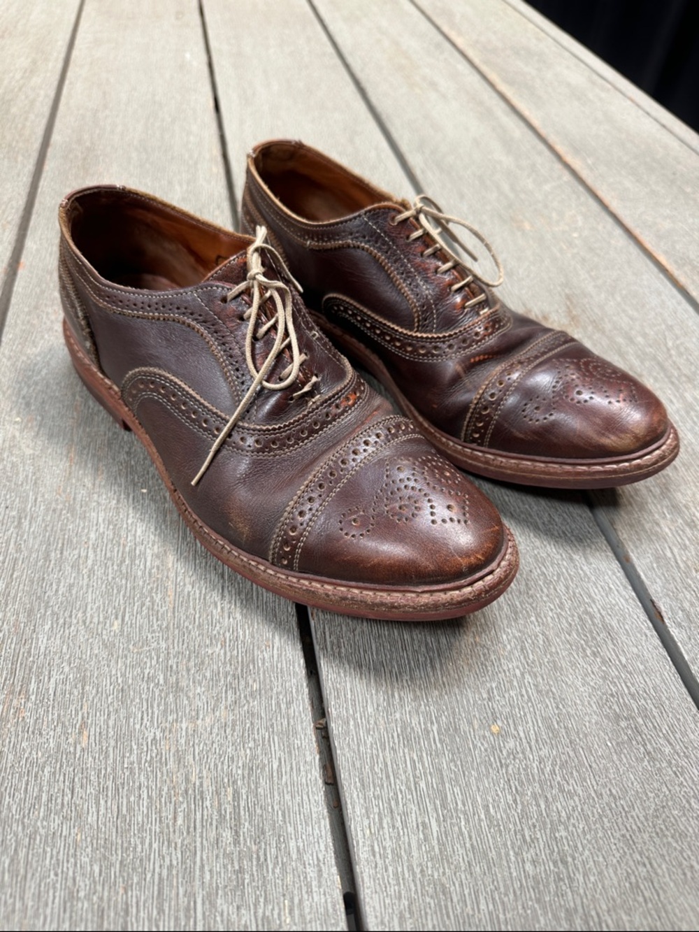 Allen Edmonds Strandmok Cap-toe Oxford Men's Brown Leather Wingtip Shoe 10 EEE